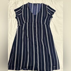 U.S. Polo Assn. Navy and White Vertical-Stripe Dress
